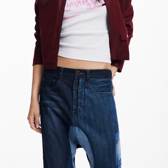 DESIGUAL BAGGY PATCH JEANS